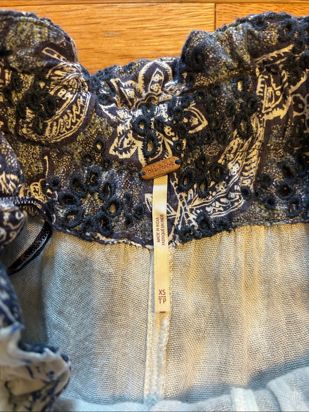 Free People Sweet It Is pants. XS. Patchwork style. Eyelet embroidery. - Picture 4 of 7